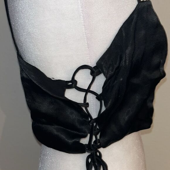 Zara lace up satin effect crop top - Picture 3 of 4